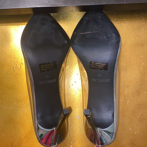 Clear Shell & metallic Gold Stilettos Heels Shoes - Picture 6 of 7